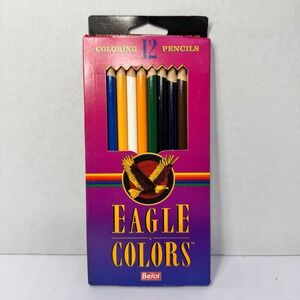 Berol Eagle Colors 12 Coloring Pencils Vintage Made in‎ USA Set #1112 Purple Box
